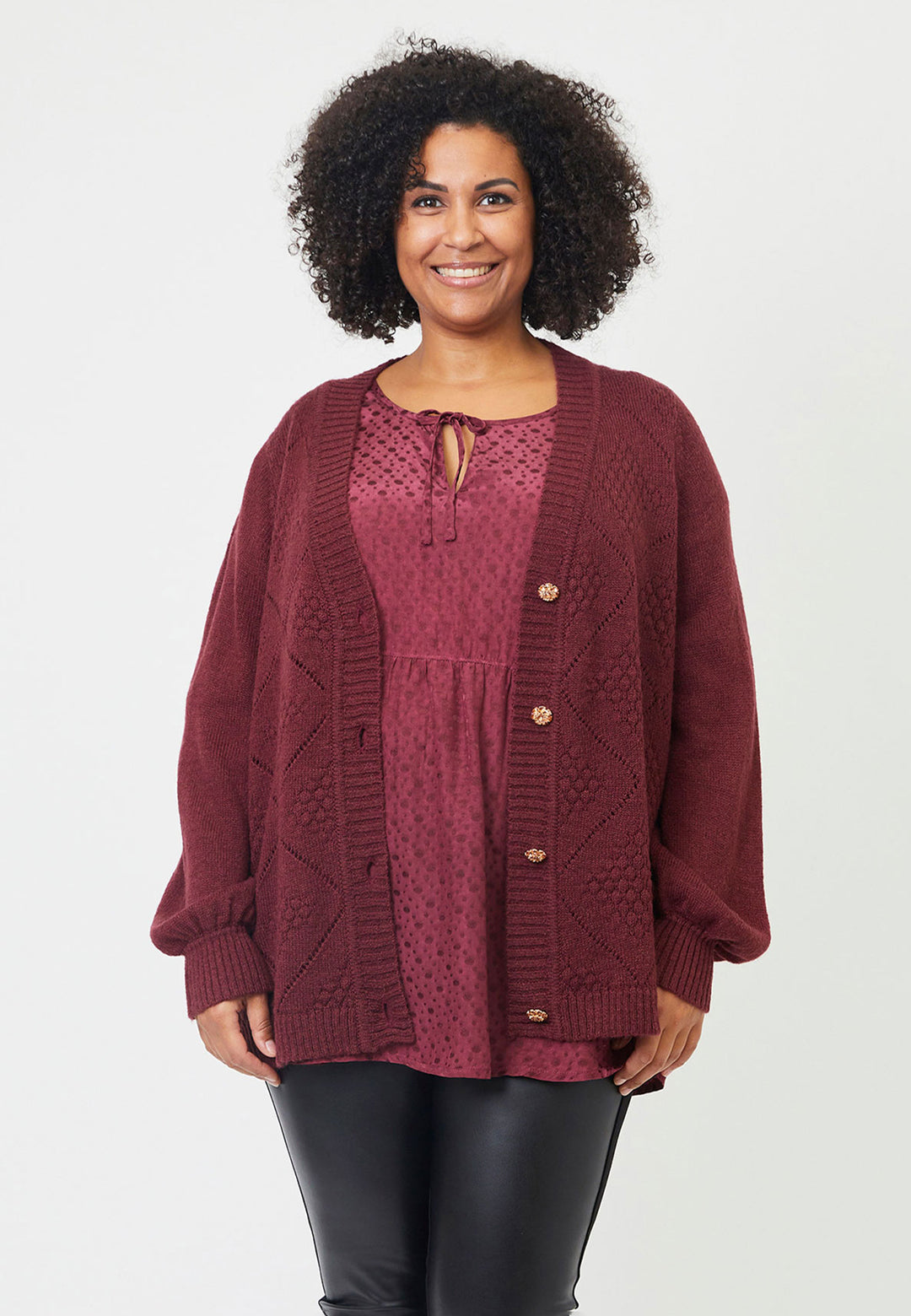 Maroon knit cardigan best sale